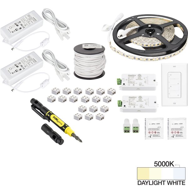 Task Lighting 16 Ft. 225 Lumens/Ft. 12 V, Duo Wireless Controller, 2 Zone 2 Area, Sgl-Wht, Daylight Wht 5000K L-VK2Z2A-16-50